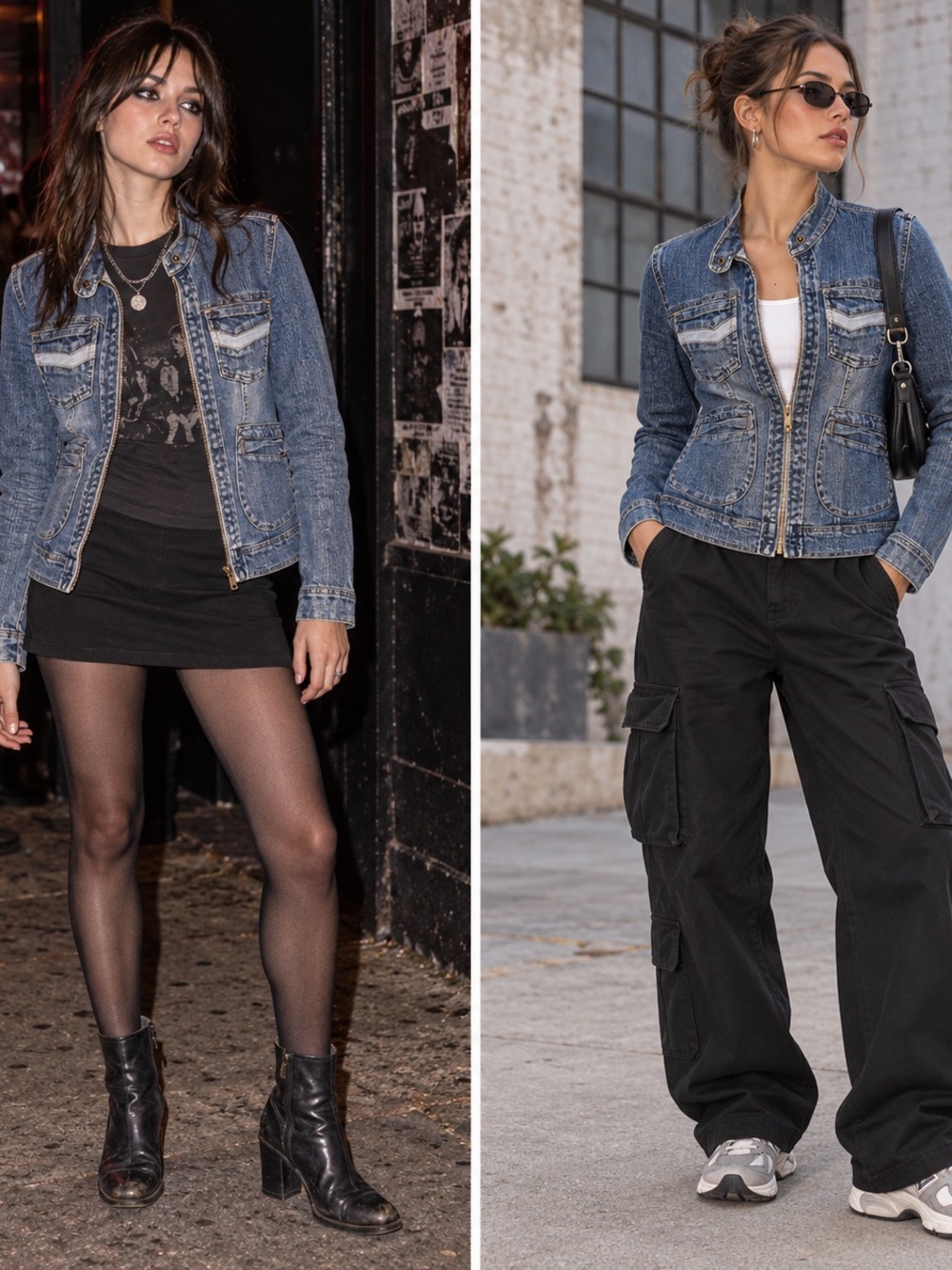 Kikit Jeans Vintage Y2K Small Western Moto Denim Jacket